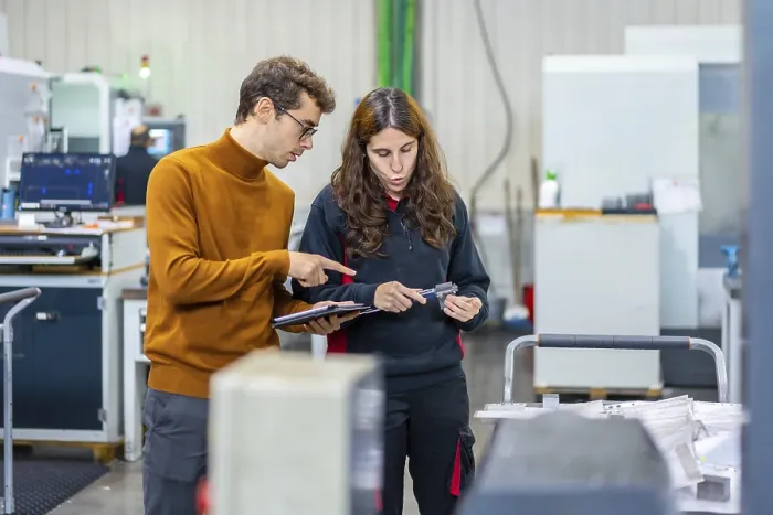 Framed Print : Quality Control in CNC Factory Print