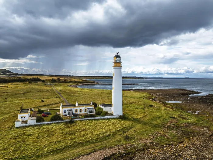 Framed Print : Rain Clouds over Barns Ness Lighthouse Print, Dunbar, Scotland Framed Print : Rain Clouds over Barns Ness Lighthouse Print, Dunbar, Scotland