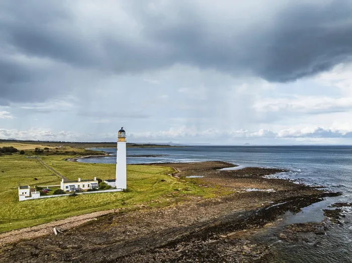 Framed Print : Rain Clouds over Barns Ness Lighthouse Drone Print, Dunbar, Scotland Framed Print : Rain Clouds over Barns Ness Lighthouse Drone Print, Dunbar, Scotland