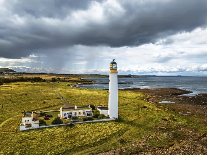 Framed Print : Rain Clouds over Barns Ness Lighthouse Print, Dunbar, Scotland Framed Print : Rain Clouds over Barns Ness Lighthouse Print, Dunbar, Scotland