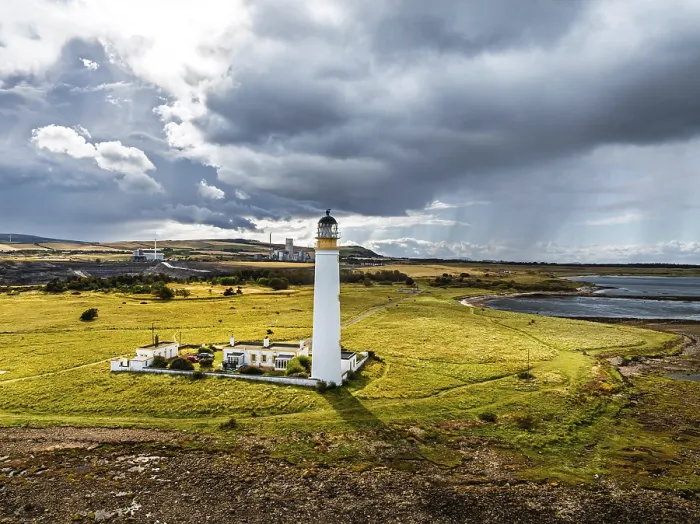 Framed Print : Rain Clouds over Barns Ness Lighthouse Print, Dunbar, Scotland Framed Print : Rain Clouds over Barns Ness Lighthouse Print, Dunbar, Scotland