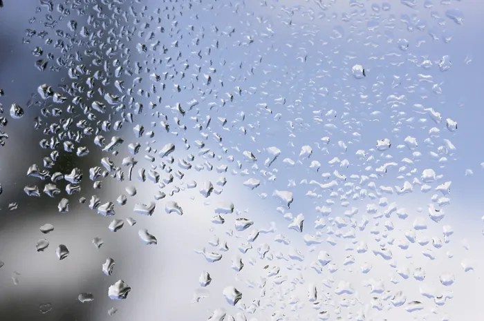Framed Print : Raindrops on Window as Clouds Clear Behind - Print Framed Print : Raindrops on Window as Clouds Clear Behind - Print