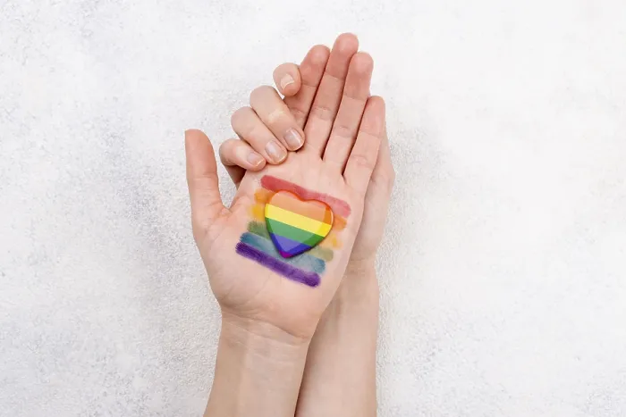 Framed Print : Rainbow Flag Painted Hand Print Framed Print : Rainbow Flag Painted Hand Print