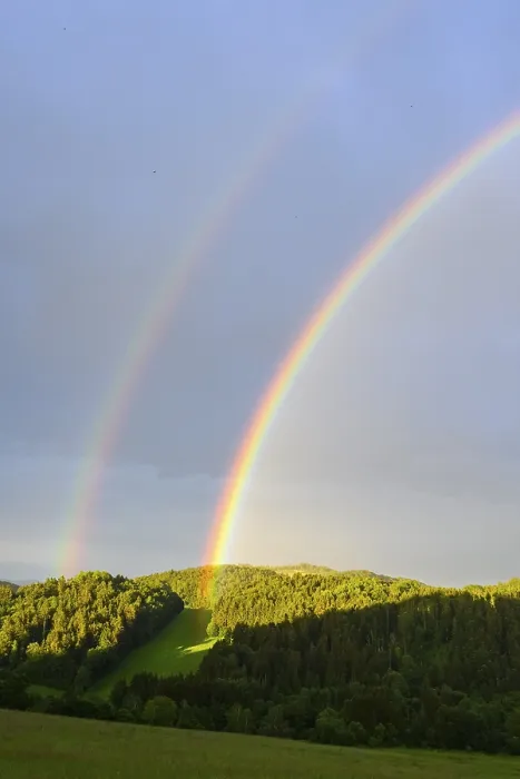 Framed Print : Rainbow in Bavarian Forest Hilly Landscape Print Framed Print : Rainbow in Bavarian Forest Hilly Landscape Print