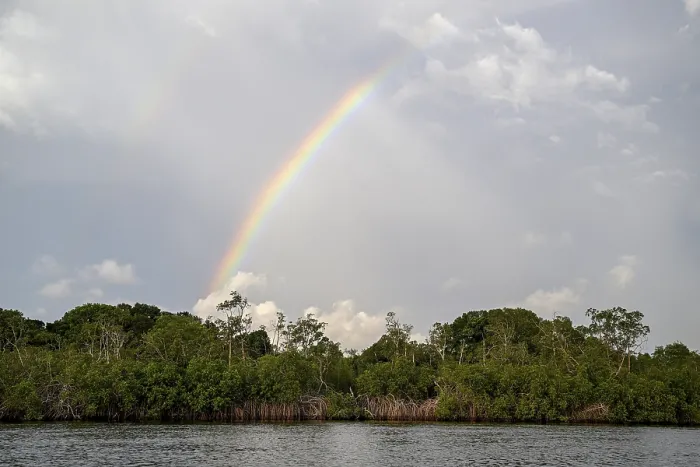 Framed Print : Rainbow over the Iguela Lagoon Print, Gabon Framed Print : Rainbow over the Iguela Lagoon Print, Gabon