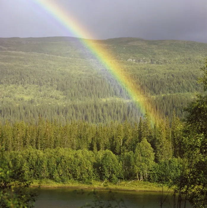 Framed Print : Rainbow Print over Norway Landscape Framed Print : Rainbow Print over Norway Landscape