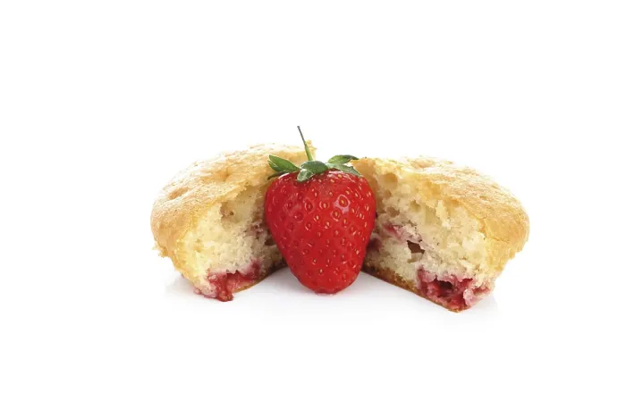 Framed Print : Raspberry Muffin with a Strawberry Print Framed Print : Raspberry Muffin with a Strawberry Print