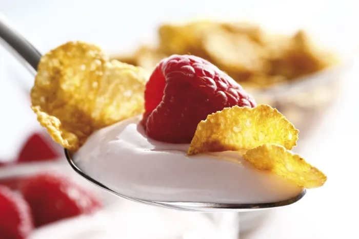 Framed Print : Raspberry Yoghurt with Cornflakes on a Spoon Print Framed Print : Raspberry Yoghurt with Cornflakes on a Spoon Print