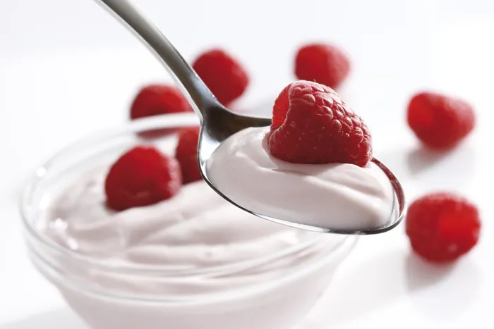 Framed Print : Raspberry Yogurt Print on a Spoon