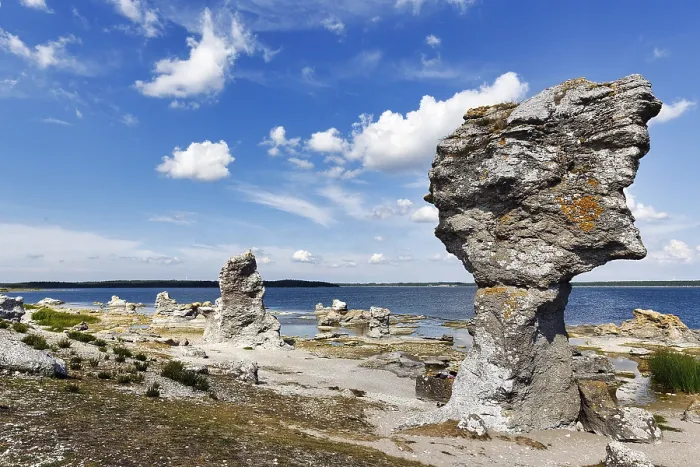 Framed Print : Raukar Limestone Pillars Print, Asunden Island, Baltic Sea Framed Print : Raukar Limestone Pillars Print, Asunden Island, Baltic Sea