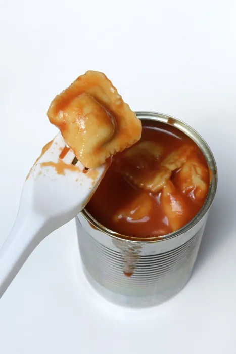Framed Print : Ravioli Print in Tin and Plastic Fork