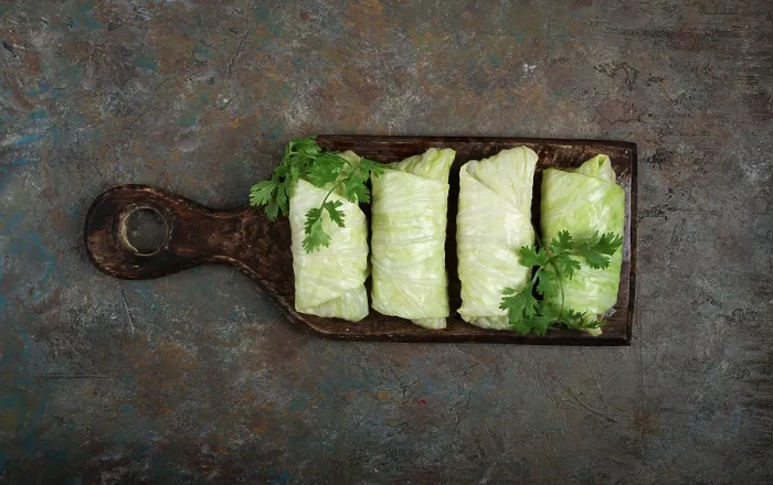Framed Print : Raw Cabbage Rolls Print - Top View