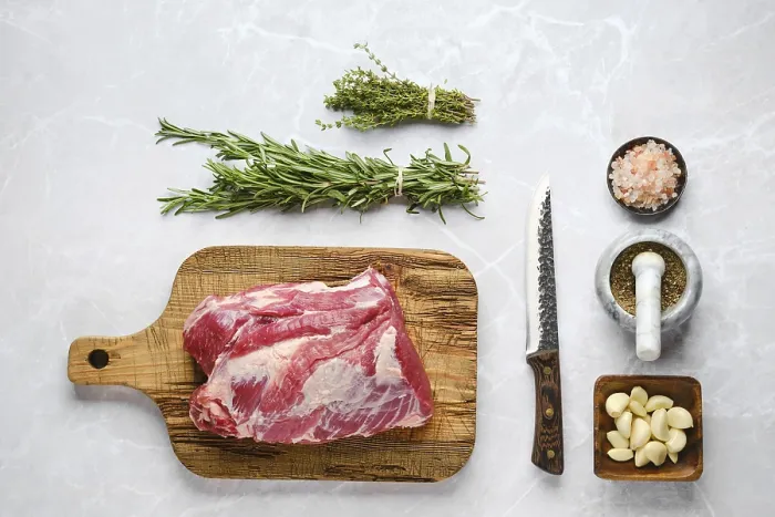 Framed Print : Raw Pork Neck Print Ready for Baking Framed Print : Raw Pork Neck Print Ready for Baking