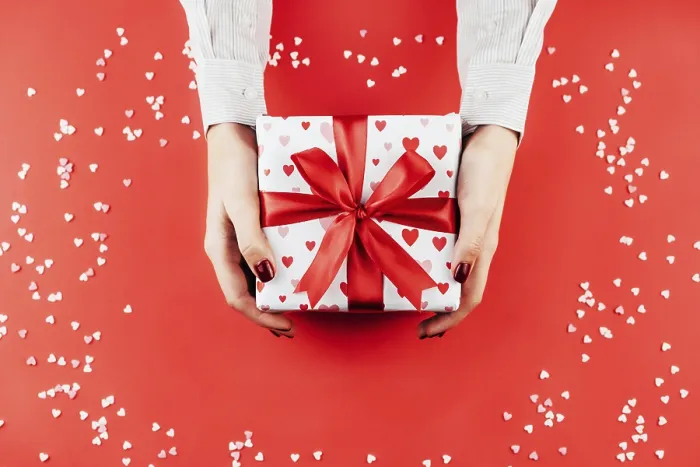 Framed Print : Elegant Hands Holding Gift Box Print Framed Print : Elegant Hands Holding Gift Box Print