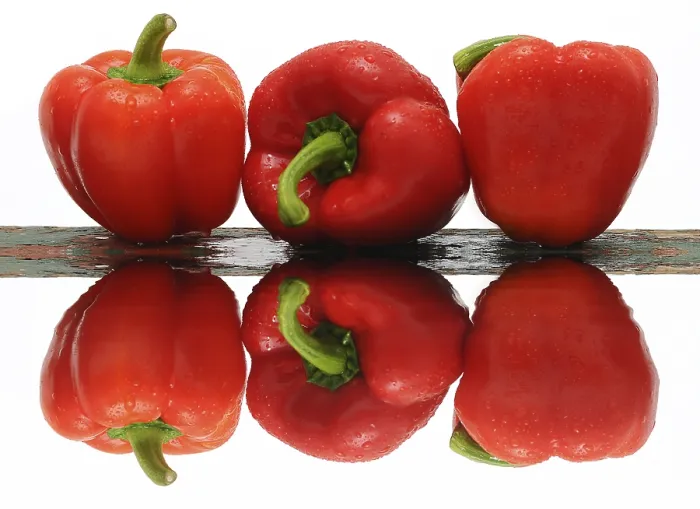 Framed Print : Three Red Capsicums Print with Reflection Framed Print : Three Red Capsicums Print with Reflection