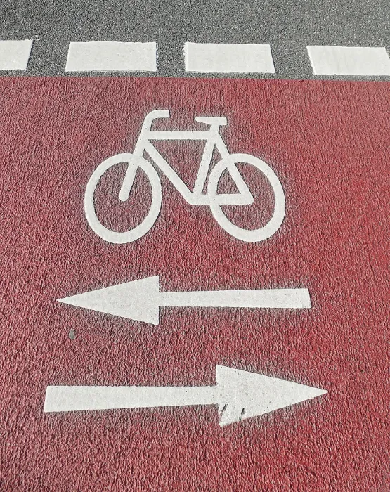 Framed Print : Red Cycle Path with Ground Marking Print, Germany Framed Print : Red Cycle Path with Ground Marking Print, Germany