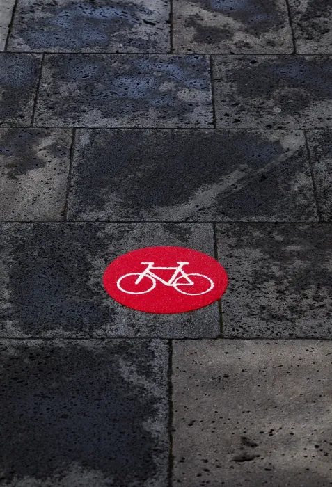 Framed Print : Red Cycle Path Marking Print, Ribeira Grande, Azores Framed Print : Red Cycle Path Marking Print, Ribeira Grande, Azores