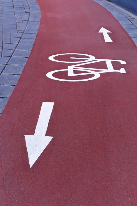 Framed Print : Red Cycle Path Print with White Markings in Bavaria, Germany Framed Print : Red Cycle Path Print with White Markings in Bavaria, Germany