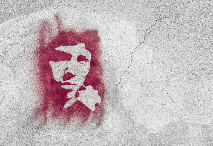 Framed Print : Red Face Stencil Graffiti Print Framed Print : Red Face Stencil Graffiti Print