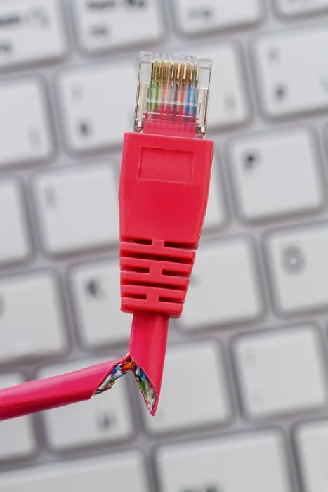 Framed Print : Red Network Cable with Computer Keyboard Print Framed Print : Red Network Cable with Computer Keyboard Print