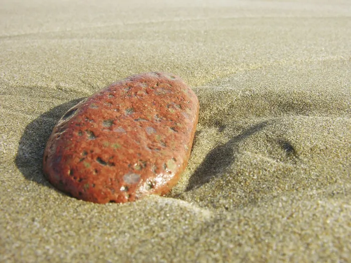 Framed Print : Red Pebble in the Sand Print Framed Print : Red Pebble in the Sand Print
