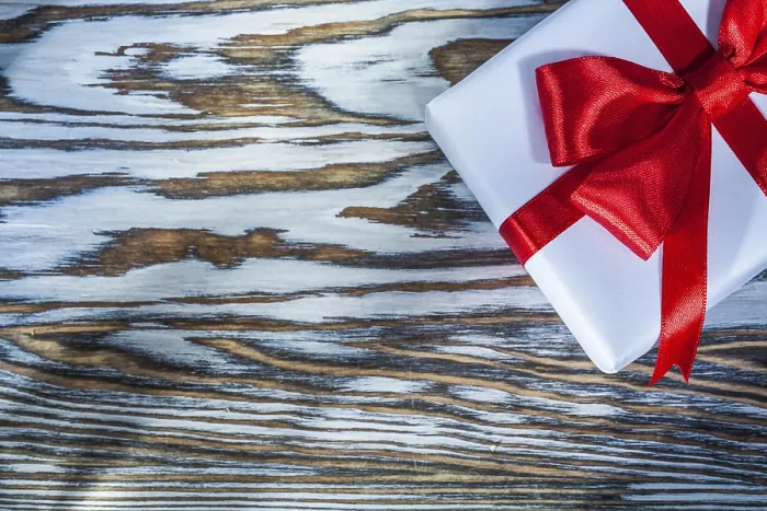 Framed Print : Red Present Box Print on Wooden Surface Framed Print : Red Present Box Print on Wooden Surface