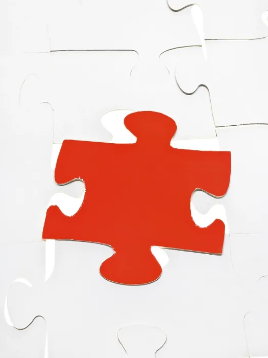 Framed Print : Red Puzzle Piece Print on Multiple Levels of Puzzle Framed Print : Red Puzzle Piece Print on Multiple Levels of Puzzle