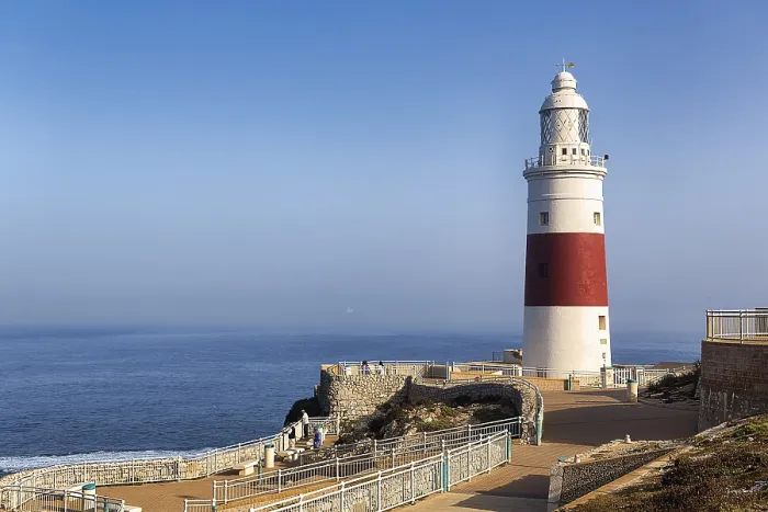 Framed Print : Red and White Lighthouse Print, Gibraltar