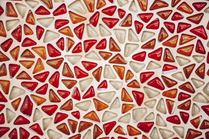 Framed Print : Red and White Mosaic Tile Print with Random Pattern Framed Print : Red and White Mosaic Tile Print with Random Pattern