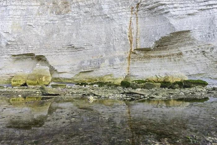 Framed Print : Reflection of Chalk Cliffs Print, Etretat, France Framed Print : Reflection of Chalk Cliffs Print, Etretat, France