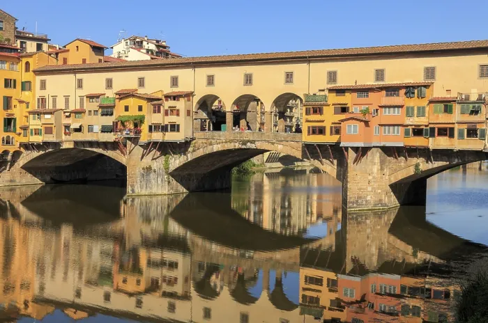 Framed Print : Reflection of the Ponte Vecchio in the Arno Print, Florence, Italy Framed Print : Reflection of the Ponte Vecchio in the Arno Print, Florence, Italy