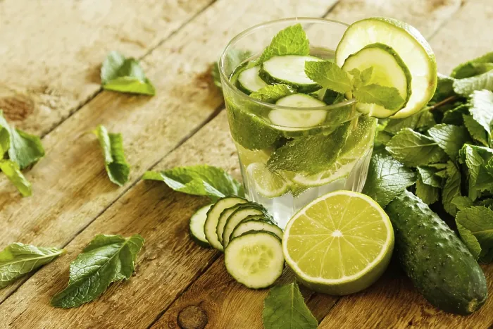 Framed Print : Refreshing Drink Print with Cucumber, Lime and Mint Framed Print : Refreshing Drink Print with Cucumber, Lime and Mint