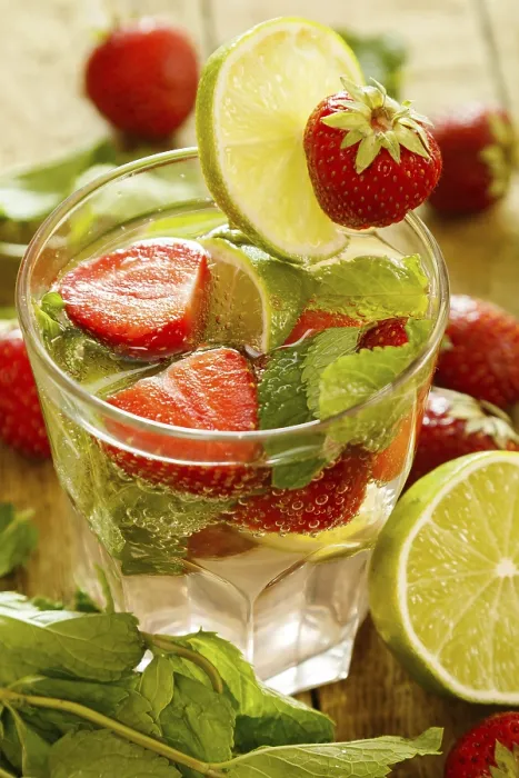 Framed Print : Refreshing Drink Print with Strawberry and Lime Framed Print : Refreshing Drink Print with Strawberry and Lime