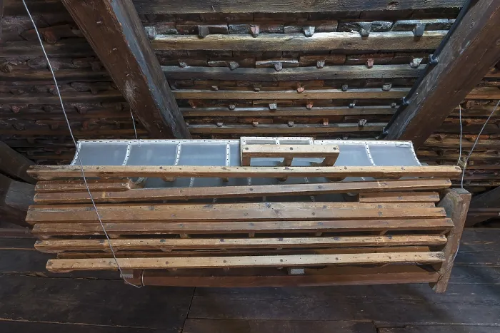 Framed Print : Industrial Print: Replacement Sieves in a Grain Mill Attic Framed Print : Industrial Print: Replacement Sieves in a Grain Mill Attic