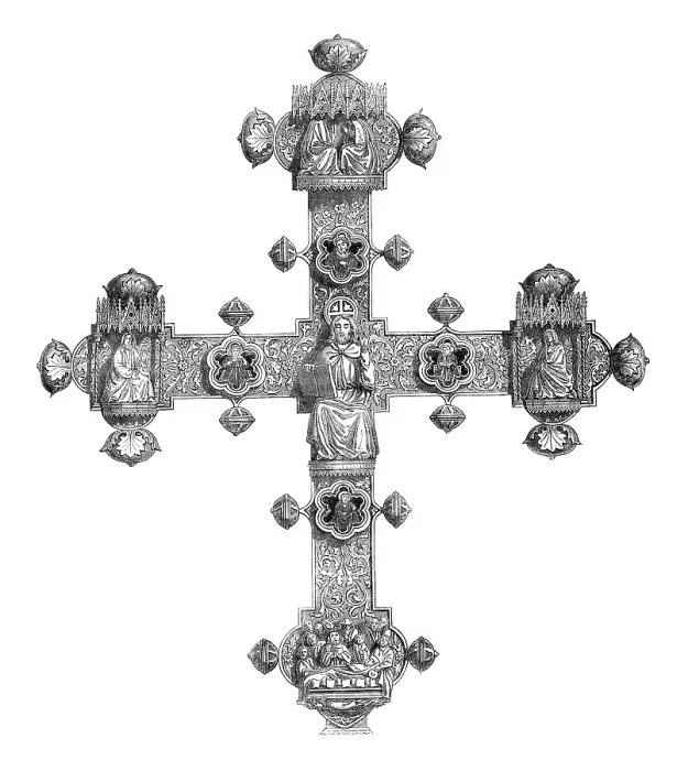 Framed Print : Reverse of the Cross of Lanciano Print, 1846 Engraving Framed Print : Reverse of the Cross of Lanciano Print, 1846 Engraving