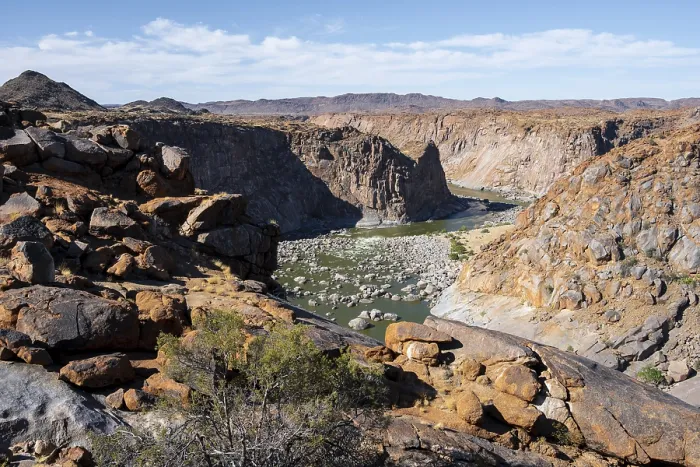 Framed Print : River Bed and Dump on the Orange River, Print Framed Print : River Bed and Dump on the Orange River, Print