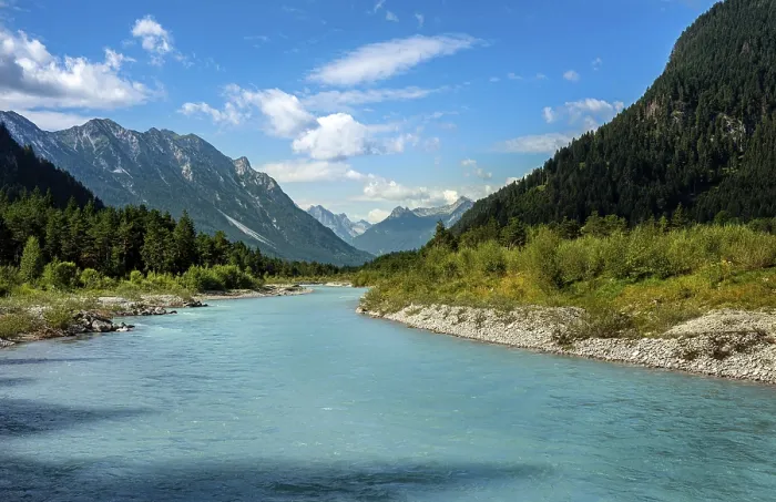 Framed Print : Lech River Course Landscape Print, Reutte, Tyrol, Austria Framed Print : Lech River Course Landscape Print, Reutte, Tyrol, Austria