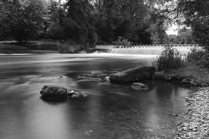 Framed Print : Black and White Print of Lower Rhine Waterfall in Summer Framed Print : Black and White Print of Lower Rhine Waterfall in Summer