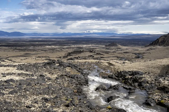Framed Print : River Flows through Volcanic Landscape Print, Iceland Framed Print : River Flows through Volcanic Landscape Print, Iceland
