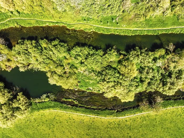 Framed Print : Top Down Print of River Stour from a Drone, Dorset, England Framed Print : Top Down Print of River Stour from a Drone, Dorset, England