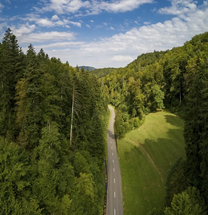 Framed Print : Aerial View Print of Runenberg Forest Road, Switzerland Framed Print : Aerial View Print of Runenberg Forest Road, Switzerland