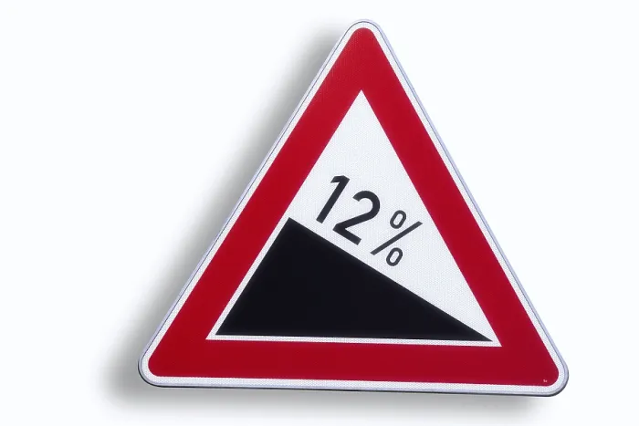 Framed Print : 12% Gradient Road Sign Print - Warning Framed Print : 12% Gradient Road Sign Print - Warning