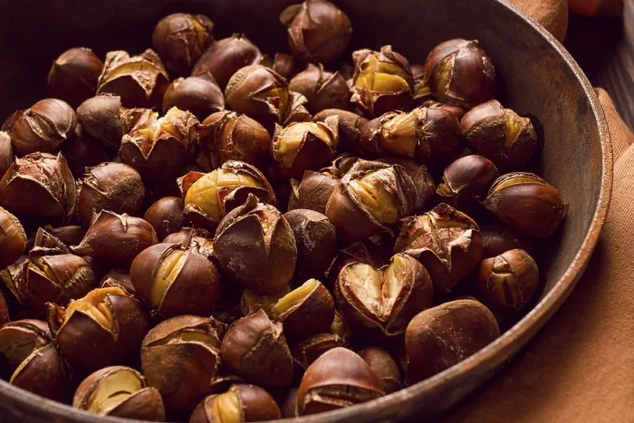 Framed Print : Roasted Chestnuts Print, Rustic Iron Pan Scene Framed Print : Roasted Chestnuts Print, Rustic Iron Pan Scene