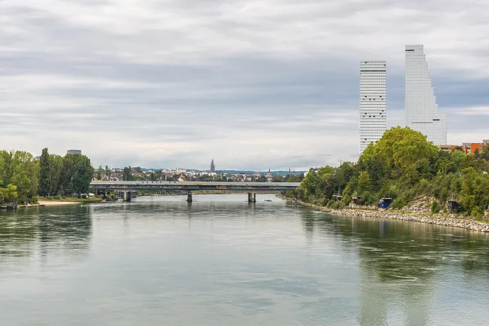 Framed Print : Roche Tower on the Rhine, Basel Print Framed Print : Roche Tower on the Rhine, Basel Print