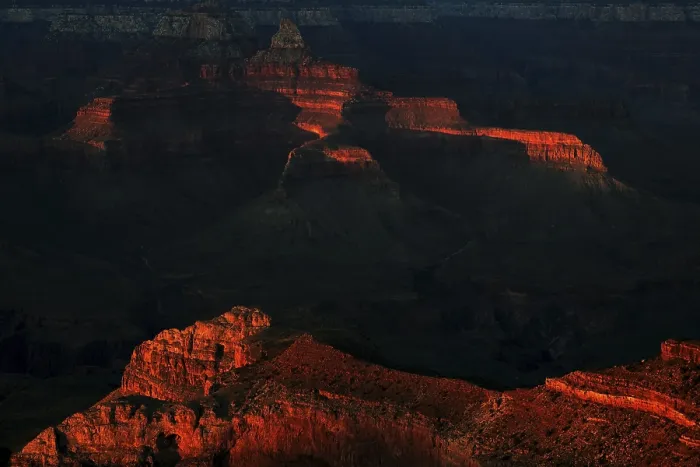 Framed Print : Evening Light on Grand Canyon Rock Formations Print