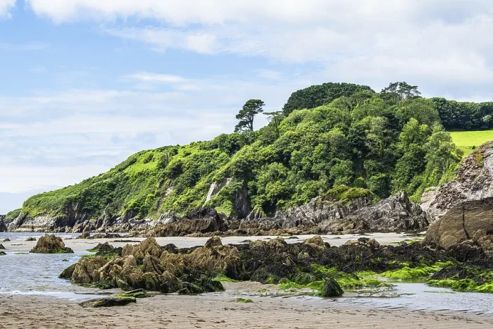 Framed Print : Rocks and Cliffs on Mothecombe Beach Print, South Devon, England Framed Print : Rocks and Cliffs on Mothecombe Beach Print, South Devon, England