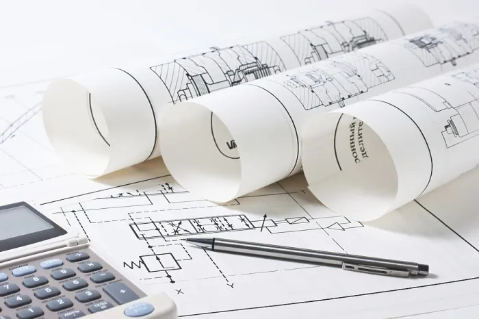 Framed Print : Rolled Technical Drawings and Calculator Print Framed Print : Rolled Technical Drawings and Calculator Print