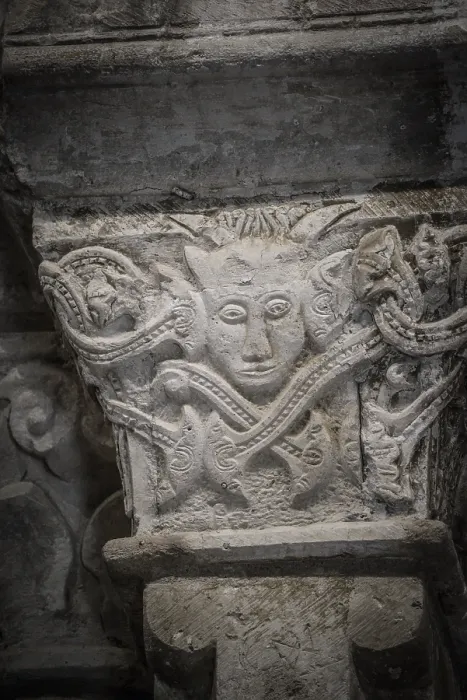 Framed Print : Romanesque Capital with Devil Print, 10th century Spain Framed Print : Romanesque Capital with Devil Print, 10th century Spain