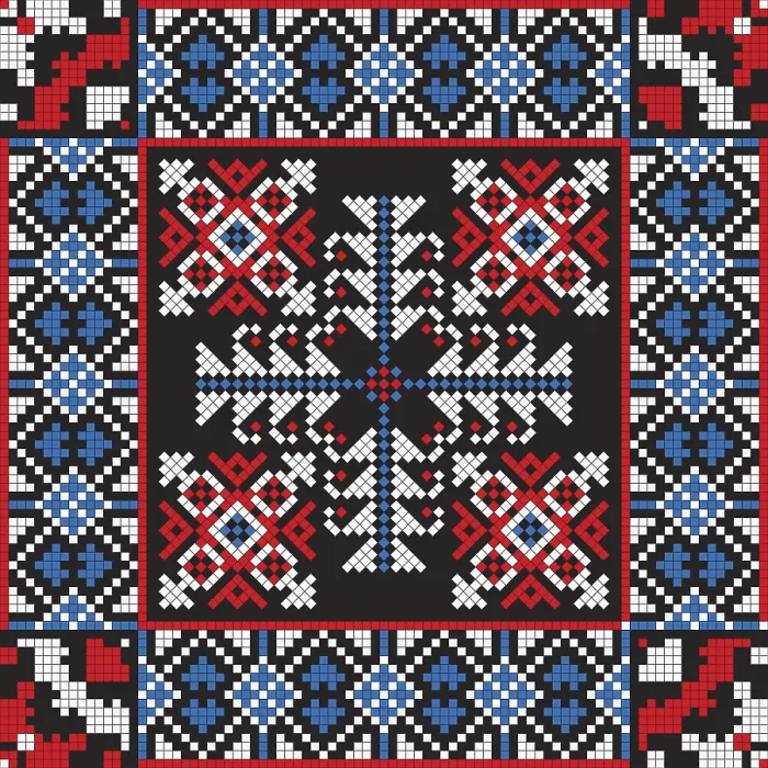 Framed Print : Traditional Romanian Embroidery Print Vector Pattern Framed Print : Traditional Romanian Embroidery Print Vector Pattern