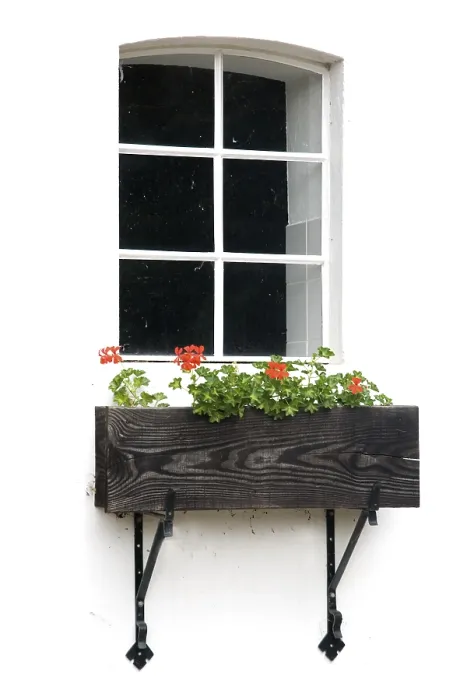 Framed Print : Romantic Window Print with Geraniums Framed Print : Romantic Window Print with Geraniums